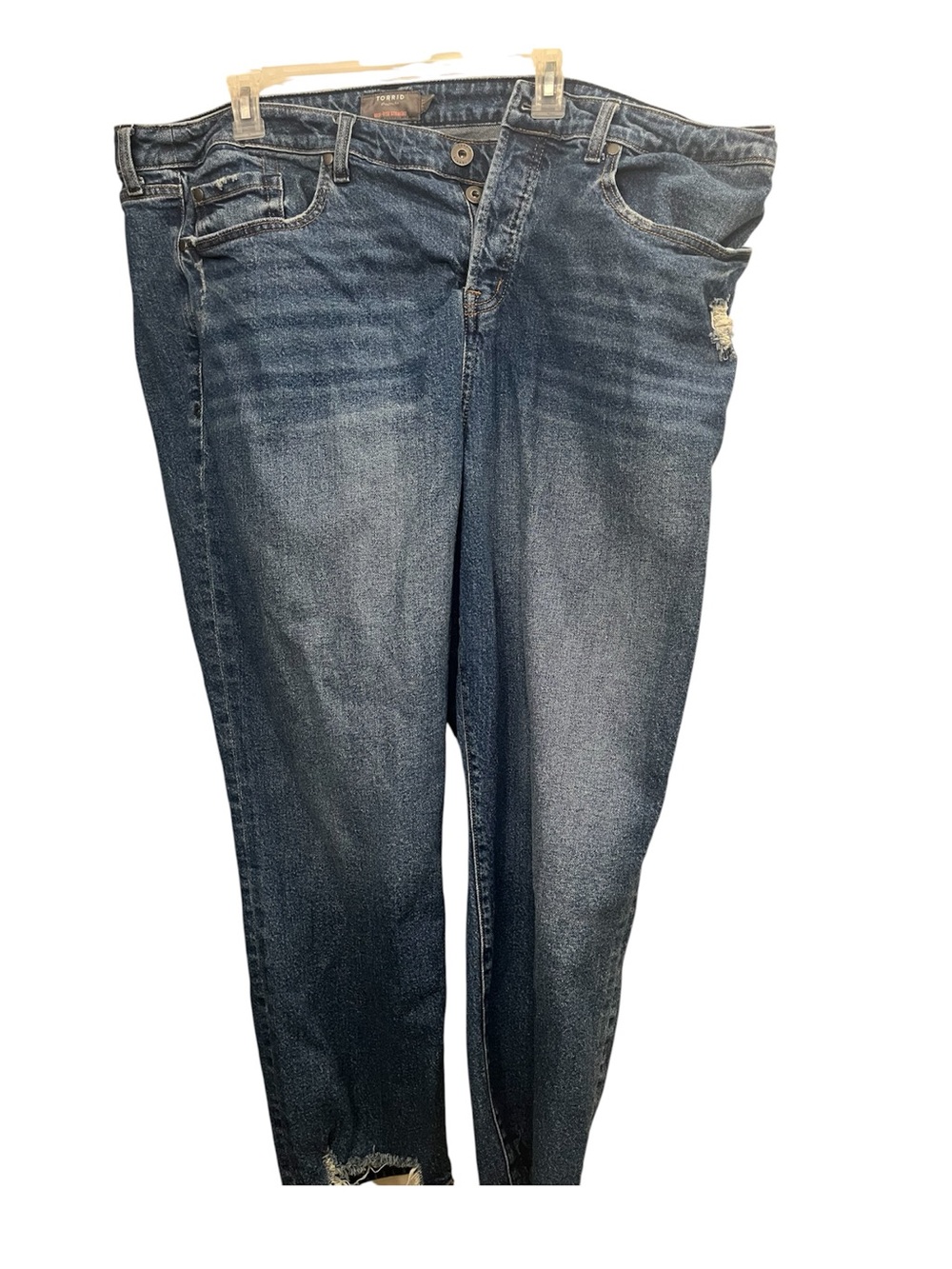Torrid Size 3 Tall Dark Blue Women's Distressed Straight-Leg Jeans